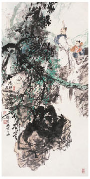 王明明  沈括幽谷观测图 立轴135×67cm