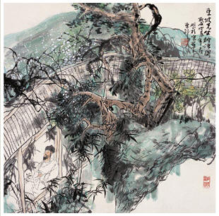 王明明  东坡先生纳凉图 镜心68×68cm