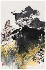 王明明 1985年作 牧牛图 镜心68×45cm