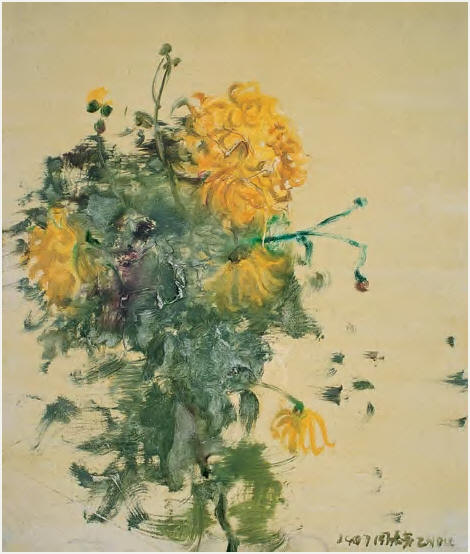 周春芽 1997年作 花卉60×53cm