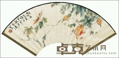 王雪涛 花卉草虫 扇面 18.5×52cm