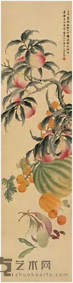 房毅 蔬果图 轴 126×32.5cm