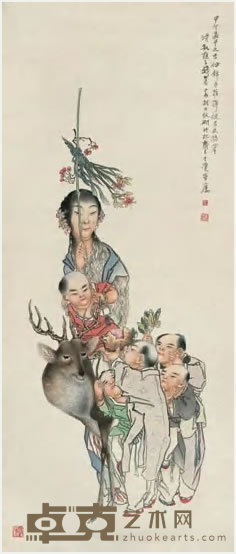 钱慧安 吉祥如意图 轴 108×46cm