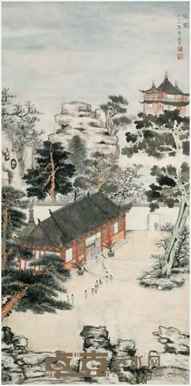李秋君 豫园图 轴 128×62.5cm