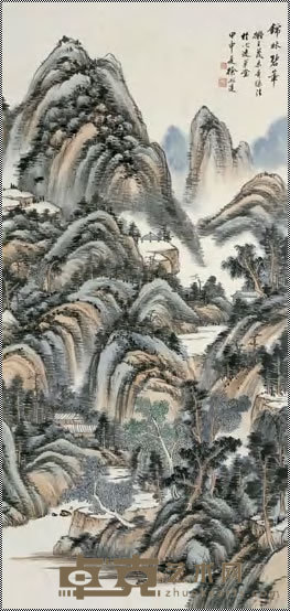 徐邦达 锦林碧嶂图 轴 111.5×53cm
