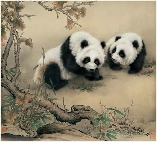 王申勇 熊猫 镜心76.5×84cm
