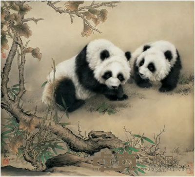 王申勇 熊猫 镜心 76.5×84cm