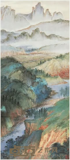 吴泰 粤北小景 立轴 135×60cm