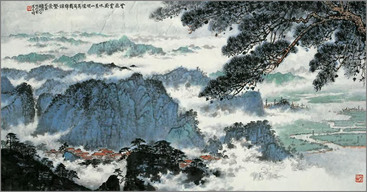 钱松喦 云蒸霞蔚 镜心51×97.5cm