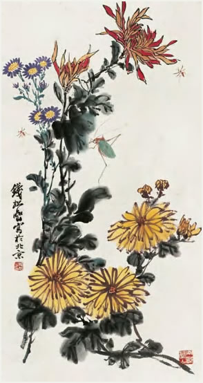 钱松喦 花卉 立轴68×35cm