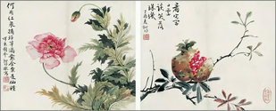 陆抑非 花卉 双挖 立轴