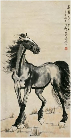 徐悲鸿 秋风立马 立轴84×43cm