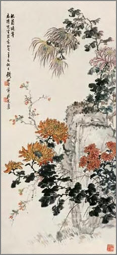 钱松喦 菊花图 立轴95.5×43.3cm