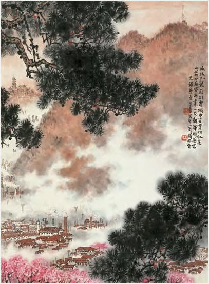 钱松喦 朝晖煦万家 镜心64.8×47.2cm