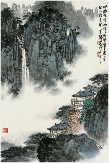 钱松喦 云海松涛 镜心69.8×46.5cm