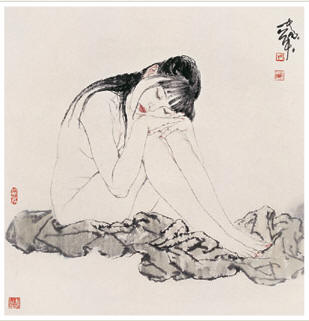 何家英 裸女 立轴66×64cm