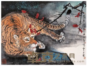郑乃珖 1982年作 老虎 镜心 69×93cm