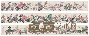 李珏 1881年作 百花图卷 立轴 840×31cm