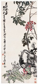 吴昌硕 1916年作 芝仙祝寿 立轴