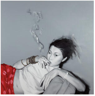 何森 2006年作 抽烟的女孩150×150cm