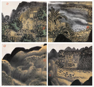 陈平 1990年作 费洼山庄（四帧） 镜心66×66cm×4