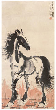 徐悲鸿 奔马 立轴74×37cm