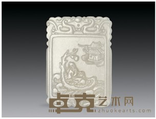 清 白玉仙人乘槎牌 长5.5cm