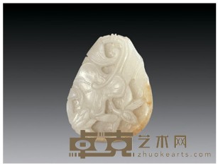 清 白玉荷塘金鱼珮 长5.5cm