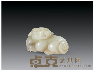 清 青白玉瑞兽珮 长4.5cm