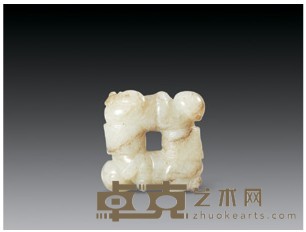 清 白玉四喜童子挂件 长3.5cm