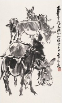 黄胄 癸亥（1983）年作 群驴 立轴
