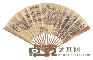 路朝銮 秋溪钓艇成扇 成扇 长51cm