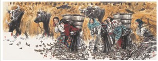 冯远 丙戌（2006年）作 高原秋色图 镜心72×182.5cm