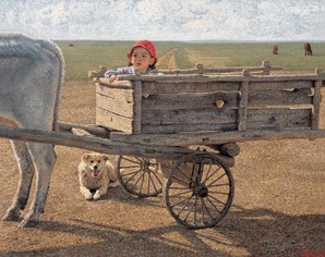 龙力游 1992年作 戴红帽的小孩65×80cm