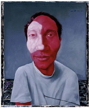 张晓刚 1993年作 红色肖像99×83.2cm