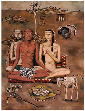 张晓刚 1988年作 生生息息之爱129×99cm