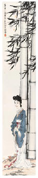 徐悲鸿 唐人诗意 立轴180×33.5cm