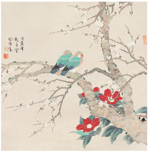 喻继高 花鸟 镜心58×57cm