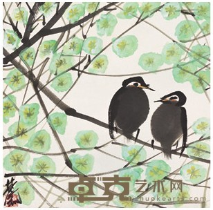 林风眠 春风俪影 镜心 33.6×34cm