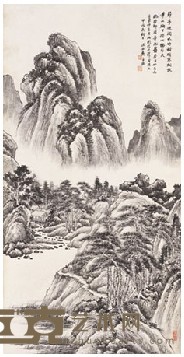 吴子深 甲戌（1934年）作 山窗试笔 镜心 132×67.6cm