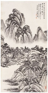 吴子深 甲戌（1934年）作 山窗试笔 镜心