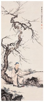陈少梅 甲申（1944年）作 梅下高士 立轴