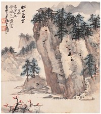 张大千 辛丑（1961年）作 秋山萧寺 镜心