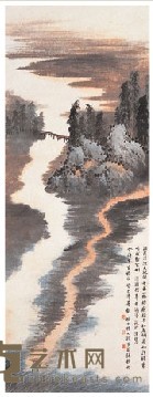 彭醇士 癸巳（1953年）作 抚石涛山水 立轴 68×25.3cm