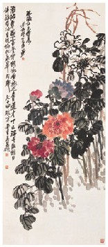 吴昌硕 丁巳（1917年）作 富贵花开 立轴