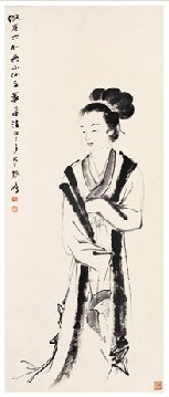 张大千 丙子（1936年）作 仿古仕女 立轴