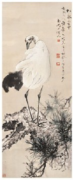 高剑父 庚午（1930年）作 松鹤延年 立轴