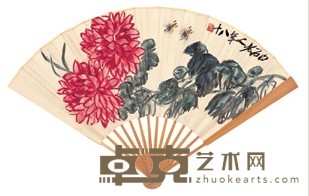 齐白石 敬斋 庚辰(1940年)作 秋色秋声 曹植诗 成扇 18.5×51.6cm