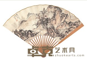 吴镜汀 山店风帘 成扇 18.7×51.7cm