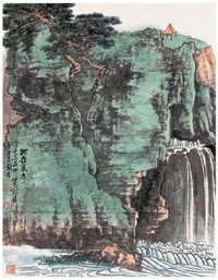 谢稚柳 己巳(1989年)作 松岭高亭 立轴